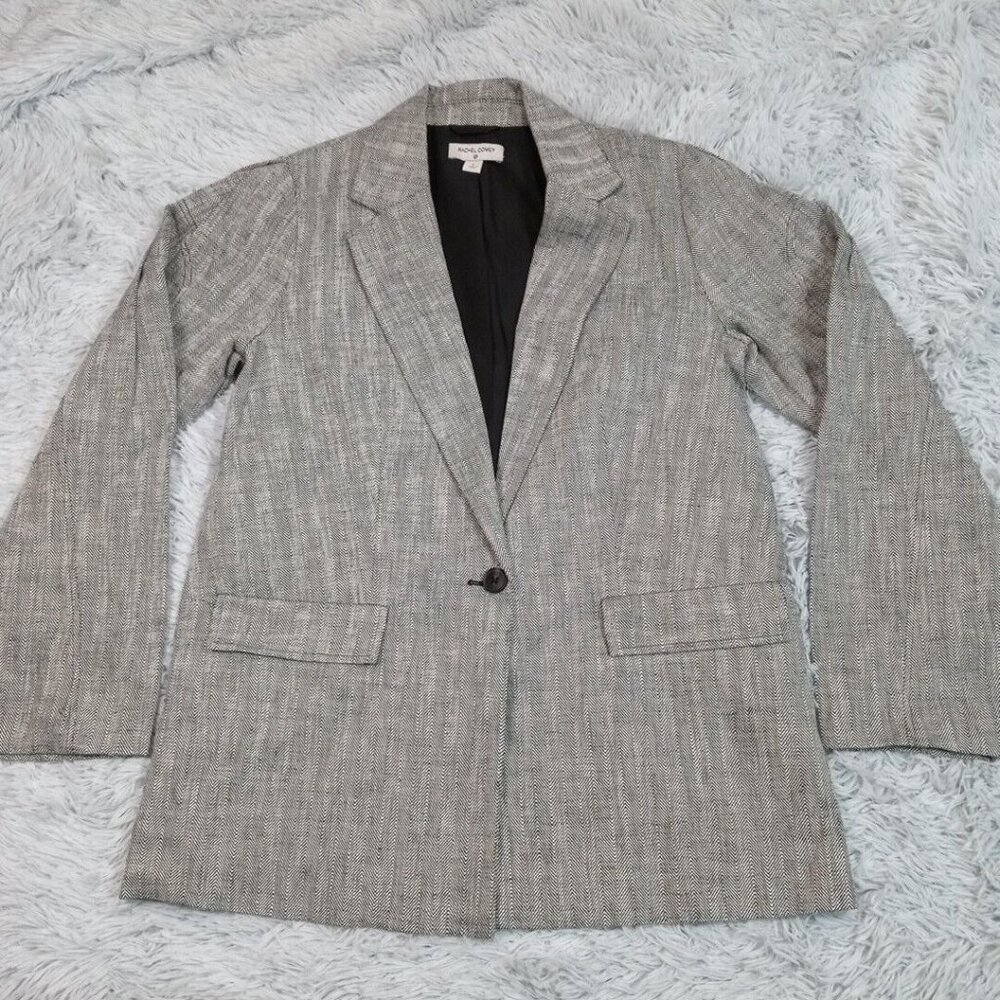 Rachel Comey Womens Suit Jacket Gray S Linen‎ Blend Lined Career Herringbone